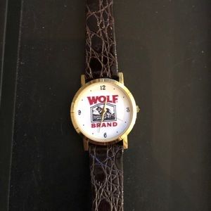 Men’s wolf brand watch w/brown leather band